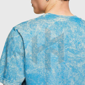 T-shirts délavés à l'acide pour hommes avec logo personnalisé en gros 100% coton solide écologique respirant à manches courtes tenue décontracté - Product Image 4