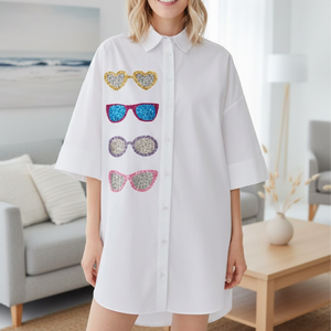 Camisetas de Rugby/Fútbol de Verano 2026 con Diseño Nuevo, Patchwork, Bordado de Lentejuelas, Tela de Algodón Transpirable, Ropa de Fiesta para Mujer - Product Image 2