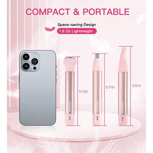 Tondeuse à poils de nez rechargeable 3-en-1 étanche pour femmes, portable, avec base de rangement pratique pour les voyages, alimentation USB, en plastique - Product Image 3
