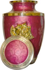 โกศเพลิงศพทองเหลืองขนาดใหญ่กุหลาบแดงพร้อมถุงกํามะหยี่ โกศสวยพร้อมดอกกุหลาบ - Product Image 4