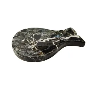ที่พักช้อนหินอ่อนม้าลายสีดำที่พักช้อนแฮนด์เมดหินอ่อนสีดำ - Product Image 1
