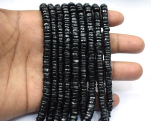 Cadeau perlé Heishi en onyx noir naturel fait à la main pour ses brins de bijoux en pierres précieuses et composants - Product Image 3