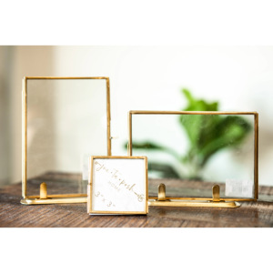 Latest Brass Metal and Double Glass <b>Photo</b> <b>Frame</b> with Metal Stand for Home Decoration - Product Image 1