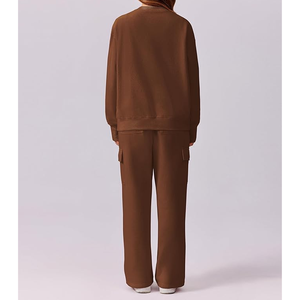 Survêtements à jambes larges à manches longues ensembles de coton 2 pièces pour femmes tenues d'automne ensemble de salon décontracté ensembles assortis - Product Image 2