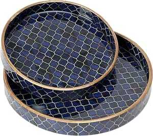 Premium Custom-Size Serving Tray Handcrafted 3D Wooden Tray Resin Wood Enamel <b>Coating</b> for Home Organization for Breakfast Tea - Product Image 2