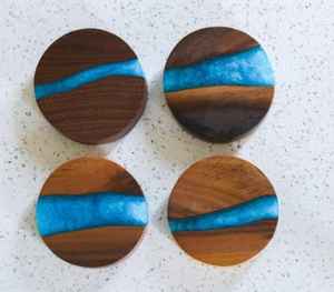 Posavasos clásico indio hecho a mano, mantel envejecido con diseño de madera con incrustaciones de resina, fabricante al por mayor, alfombrillas y almohadillas Premium - Product Image 4