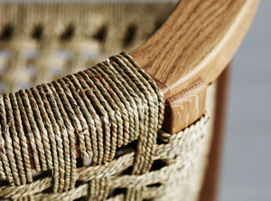 woven rope dining chair solid wood frame armrest modern natural fiber seating handcrafted furniture coastal rustic <strong>design</strong> Japan - Product Image 6