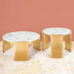 Luxury Marble <b>Round</b> Corner <b>Side</b> <b>Tables</b> <b>Gold</b> Base Marble Modern <b>Side</b> <b>Tables</b> for Home Living Room Accessory in Cheapest Price - Product Image 3