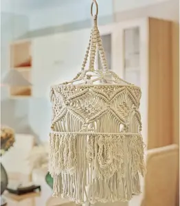 Customized Macrame Chandelier Lantern Hand Knitted Cotton Round Lamp Shade For Home Decor Export From India