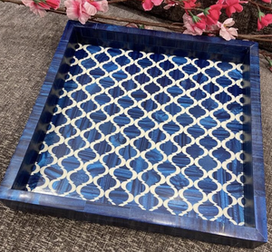 Plateau en incrustation d'os avec poignée Plateau de table Café Thé Boisson froide Plateau de service fait à la main Hôtel Restaurant Plateau de service - Product Image 2