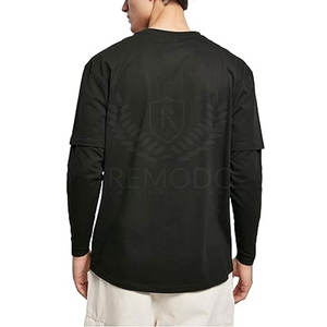 Camiseta de doble capa de algodón 100% de alta calidad, camiseta de manga corta de doble capa para hombre, diseño personalizado - Product Image 5