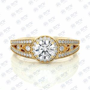 แหวนเพชรโมอิสซาไนท์สำหรับผู้หญิงทรงกลมตัดก้านแยกเป็นส่วนๆ1.00 tcw สำหรับเป็นของขวัญวันครบรอบแต่งงาน - Product Image 4