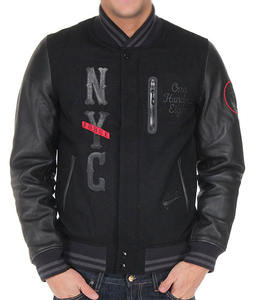 Chaqueta de béisbol con manga de cuero de vaca bordada para hombre, venta al por mayor, estilo universitario - Product Image 6