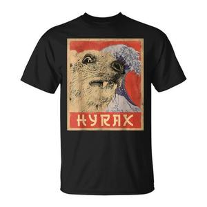 T-shirt promozionale con meme Hyrax in stile vintage giapponese - Product Image 1