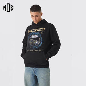 Sudadera con capucha personalizada para hombre con estampado DTG de gran tamaño 100% algodón French Terry Heavyweight Vintage Streetwear estilo estampado de labios en relieve - Product Image 1