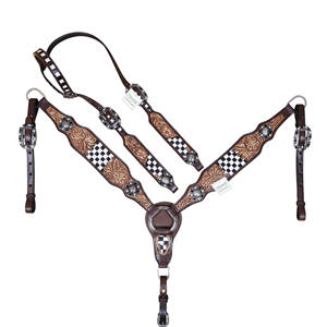 Ensemble de harnachement de cheval de qualité supérieure tailleur en cuir taillé à la main et collier de poitrine ensembles de harnachement de harnachement de cheval occidental au prix d'usine - Product Image 3