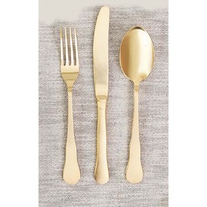Premium Portugal Design Long Customization <b>Gold</b> Polished Ribbed Handle Spoon Set Wedding Restaurant Metal Decorative Spoon Set - Product Image 4