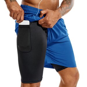 Pantalones cortos de gimnasio de doble capa de 7 pulgadas para hombre con bolsillo, transpirables, elásticos, de secado rápido, para correr y entrenar, pantalones cortos deportivos para hombre - Product Image 1