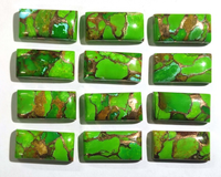 AMARA Pierre précieuse cabochon rectangulaire longue en turquoise verte naturelle, Bijoux, Bagues, Colliers, Bracelets, Pierre de naissance d'octobre
