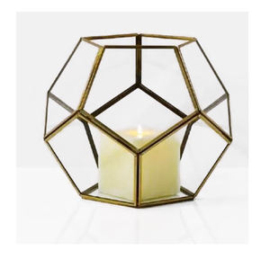 Bougeoir décoratif fait à la main en métal et verre Design de luxe Lanterne à bougie en verre fini antique pour décoration - Product Image 2