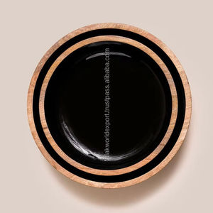 Tazón de servicio hecho a mano de madera de acacia pulida con logotipo personalizado de alta calidad estilo americano de Falak World Export - Product Image 4