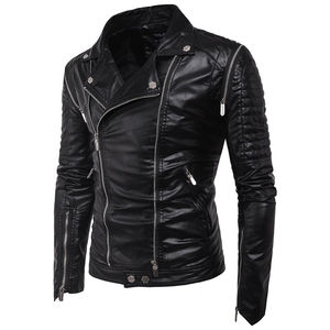 Moda personalizada nueva llegada de alta calidad chaqueta de cuero de Moda hombre nueva moda hombres PU chaqueta de cuero hombres al por mayor - Product Image 4