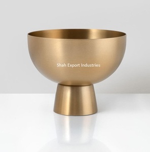 Best Seller Metal Flower Bowl in Gold Finished Round Shape for Home & Hotels Decorative Handmade Flower Bowl With Base - Product Image 1