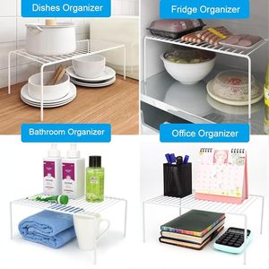 Manufacture Stackable <strong>Large</strong> White Metal Wire Storage <strong>Rack</strong> Freezer Cabinet Organizer Shelf Rustproof <strong>Spice</strong> Shelves <strong>Rack</strong> - Product Image 4