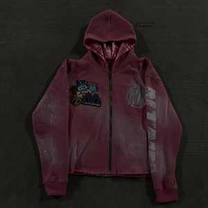 Chándal con Capucha para Hombre, Estilo Holgado, Bordado Desgastado, Teñido, Decolorado por el Sol, Forrado de Felpa de Poliéster/Algodón, para Invierno, Venta al Por Mayor - Product Image 3