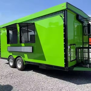 Green Modern Stainless Steel Mobile Food Trailer Fully Equipped Vending Concession Truck Double Axle Serving Window for Events - Product Image 6