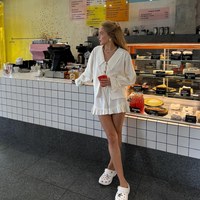 Ensemble short 2 pièces ample pour femme 100% Lin Uni Vintage Doux à Volants et Nœud sur le Devant Respirant Écologique Anti-boulochage Séchage Rapide