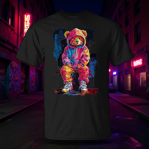 Camiseta Hip Hop con Diseño de Oso de Peluche Colorido para Hombres, Mujeres y Niños, Ideal para Promociones - Product Image 3
