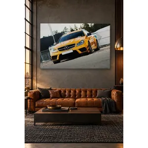 Fida Yellow Mercedes C63 AMG Coupe at Race Track <b>Canvas</b> Print - Product Image 4