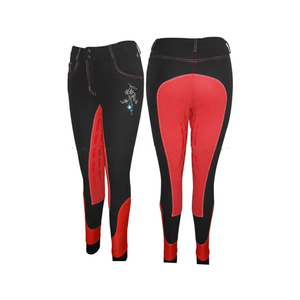 Culotte d'équitation en cuir taille haute classique pour femmes pantalon de course/d'équitation serré en nylon à siège complet avec style combiné de poignée - Product Image 6