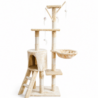 Arbre à chat haut en panneau de particules, écologique, durable et antidérapant, avec griffoir, condo, hamac et perchoir, en carton
