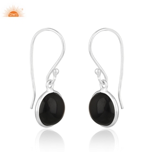 Best Selling Sterling Silver Natural Round Shape <b>Black</b> Onyx Gemstone Dangle <b>Earring</b> Custom Jewelry <b>for</b> <b>Women</b> Gift <b>for</b> Her - Product Image 2