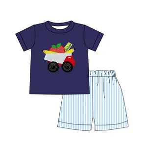 新设计预购儿童短裤2pcs套装儿童男孩返校服装男童套装精品服装