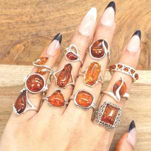 92.5 Silver <b>ring</b> Statement Baltic <b>Amber</b> <b>Ring</b> Boho Jewelry Gift For Her - Product Image 1