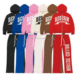 100% Cotton Baggy Fleece <b>Oversized</b> Hoodies <b>Jogger</b> Customized Blank Boxy Fit Sweatsuit 500 600 GSM Set Winter Tracksuit for Men - Product Image 4