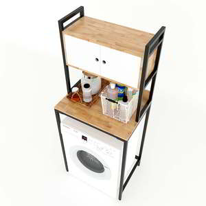 Meuble en bois de caoutchouc KMG68007 70x50x172cm avec cadre en fer, support pour machine à laver, équipement de repassage et de lavage - Product Image 2