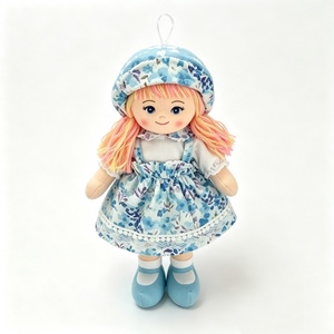 Muñeca de Trapo Personalizada con Diseño Floral Azul, Muñeca de Tela Suave, Zapatos de Tela Azul Claro, <span class=keywords><strong>Calcetines</strong></span> Blancos hasta el Tobillo, Lazo para Colgar como Adorno - Product Image 2