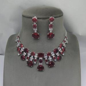 Attractive Best Quality Silver Finish Zircon <b>Necklace</b> <b>Set</b> With <b>Earrings</b> For Wedding Party Wear Collection For Women - Product Image 1