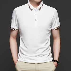 ขายส่งฤดูร้อนชายหนุ่มเสื้อโปโลสไตล์ใหม่สีทึบแขนสั้นเสื้อลําลองถักโพลีเอสเตอร์/ผ้าฝ้ายปุ่มปก - Product Image 3