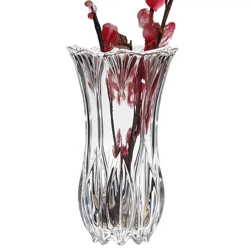 Vente en gros de Vases à fleurs en forme de queue de phénix, verre épais pour la décoration de la maison, vase en verre pour mariage