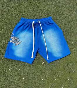 Éponge française personnalisée 100% coton designer haute qualité graphique surdimensionné impression de mode lavé lavage à l'acide Shorts - Product Image 3