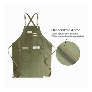 Vente en gros Tabliers en jean de barbier pour hommes et femmes Tablier de salon de coiffure avec plusieurs poches en cuir - Product Image 6