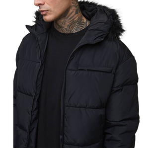 Veste matelassée à capuche en fausse fourrure longue et ajustée, prête à être expédiée, unisexe, vêtement d'extérieur gonflable pour l'hiver, manteau de voyage en duvet - Product Image 2