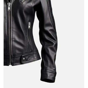 Women's Reversible Genuine Sheepskin Leather Jacket-Black <b>Suede</b> & Satin Autumn Sizes XL-3XL - Product Image 2