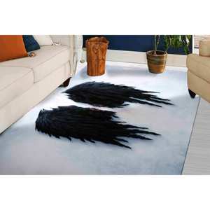 Alfombra Black Wings: Diseño de ángel abstracto, decoración moderna para el hogar, alfombra impresa, alfombra delgada no tejida - Product Image 1