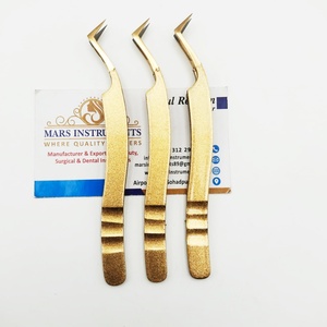 Pince à épiler professionnelle à pointe incurvée en acier inoxydable pour extensions de cils - Product Image 2